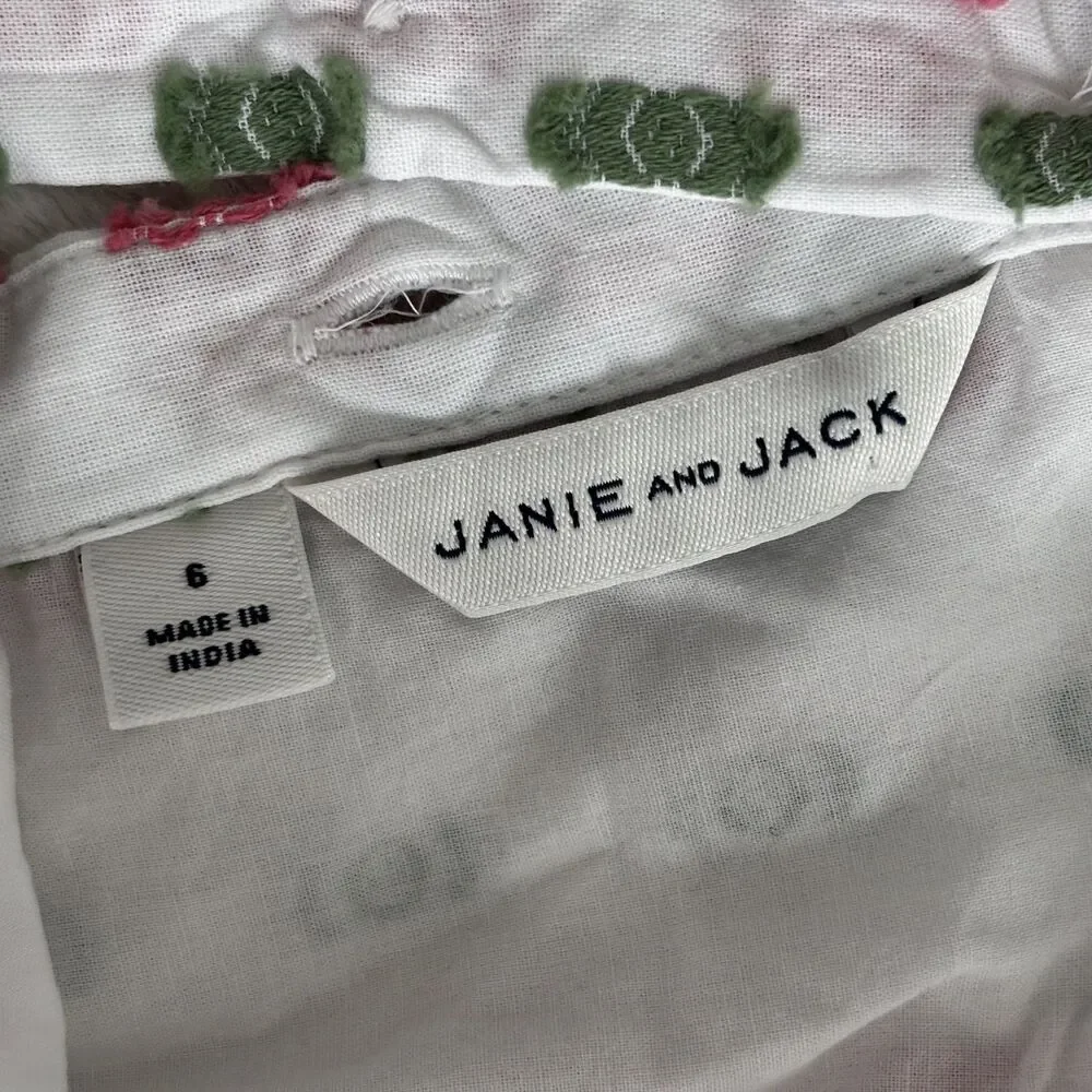 Janie and Jack Girls Size 6 White Textured Clip Dot Ruffle Dress